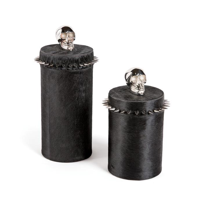 Cowhide and Chrome Skull Container Boxes Go Home Ltd. 